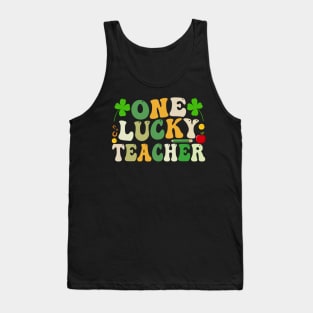 One Lucky Teacher Groovy Retro Teacher Tank Top